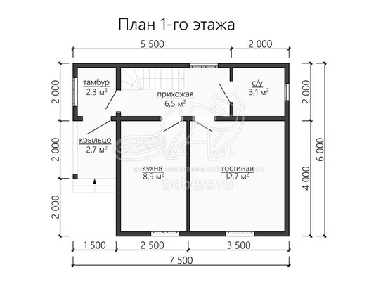 3d проект ДУ122 - планировка 1 этажа