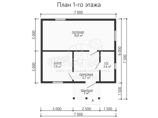 3d проект ДУ123 - планировка 1 этажа
