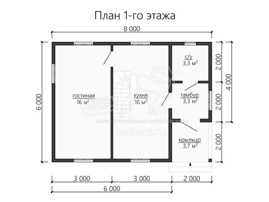 3d проект ДУ127 - планировка 1 этажа