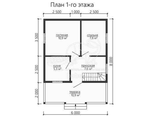 3d проект ДУ135 - планировка 1 этажа