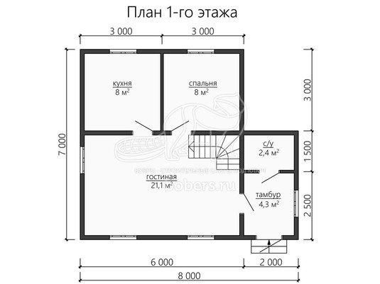 3d проект ДУ145 - планировка 1 этажа