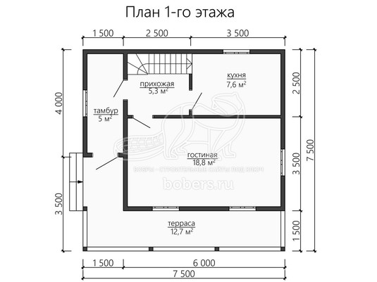 3d проект ДУ146 - планировка 1 этажа