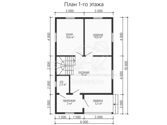 3d проект ДУ150 - планировка 1 этажа