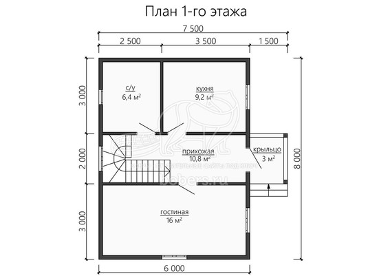 3d проект ДУ157 - планировка 1 этажа