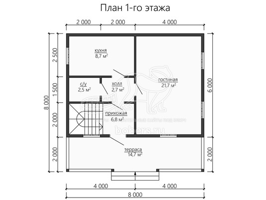 3d проект ДУ160 - планировка 1 этажа