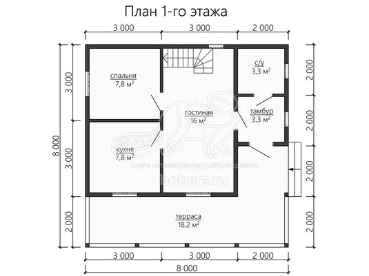 3d проект ДУ161 - планировка 1 этажа