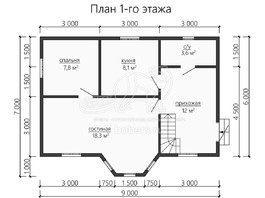 3d проект ДУ162 - планировка 1 этажа