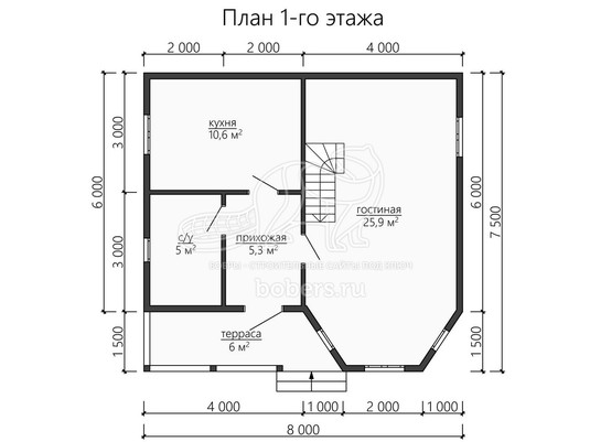 3d проект ДУ164 - планировка 1 этажа