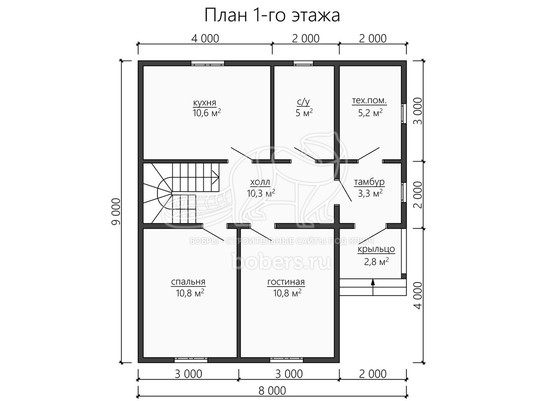 3d проект ДУ168 - планировка 1 этажа