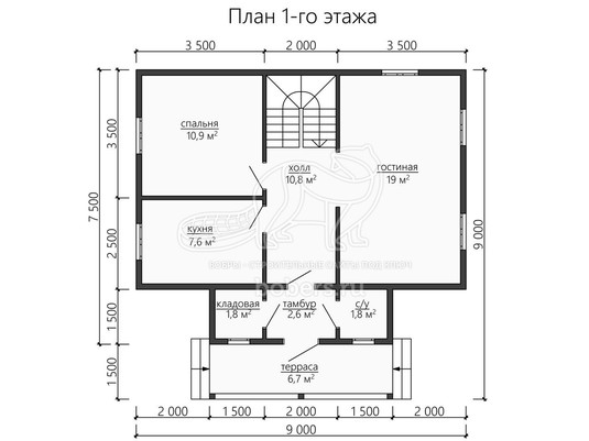 3d проект ДУ172 - планировка 1 этажа