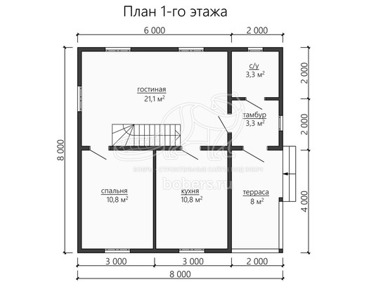 3d проект ДУ174 - планировка 1 этажа
