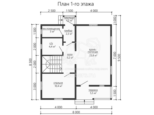 3d проект ДУ183 - планировка 1 этажа