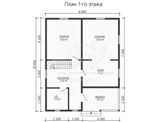 3d проект ДУ188 - планировка 1 этажа