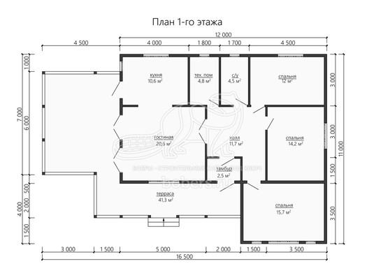 3d проект ДУ189 - планировка 1 этажа