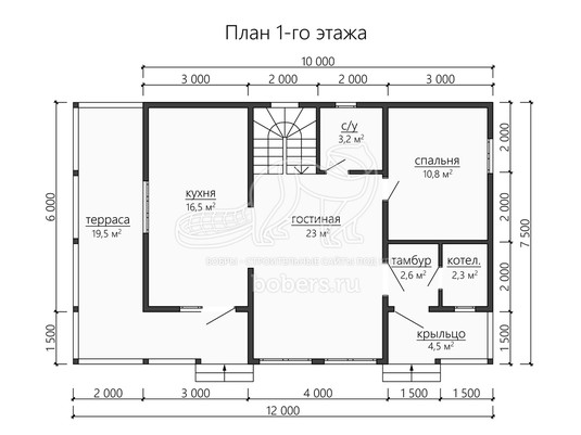3d проект ДУ191 - планировка 1 этажа