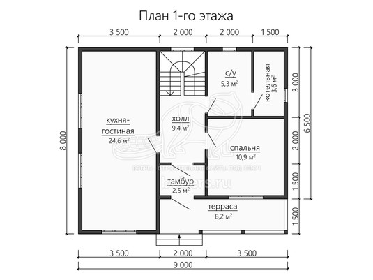 3d проект ДУ195 - планировка 1 этажа