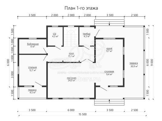 3d проект ДУ196 - планировка 1 этажа