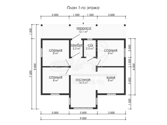 3d проект ДУ220 - планировка 1 этажа</div>