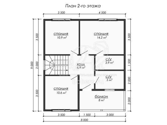 3d проект ДУ222 - планировка 2 этажа