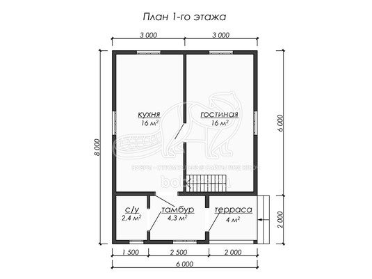 3d проект ДУ225 - планировка 1 этажа