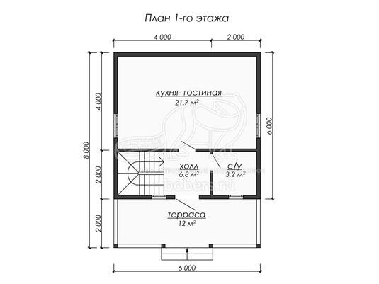 3d проект ДУ227 - планировка 1 этажа