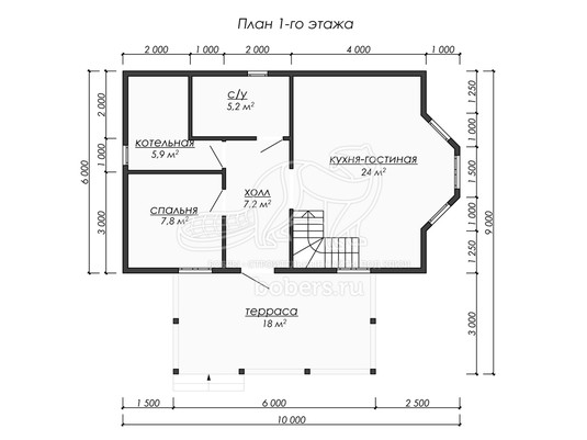 3d проект ДУ230 - планировка 1 этажа
