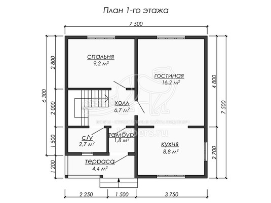 3d проект ДУ232 - планировка 1 этажа