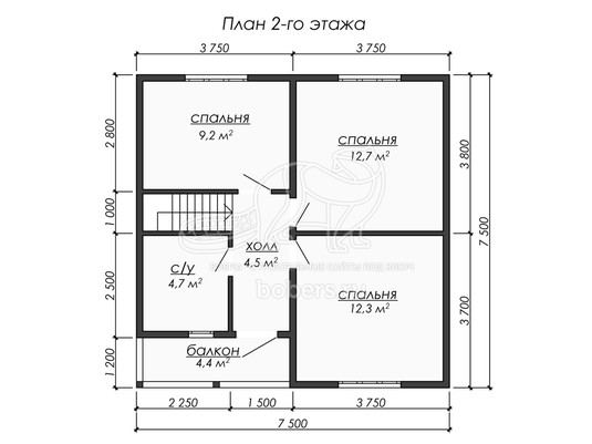 3d проект ДУ232 - планировка 2 этажа</div>