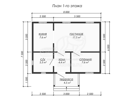 3d проект ДУ233 - планировка 1 этажа</div>