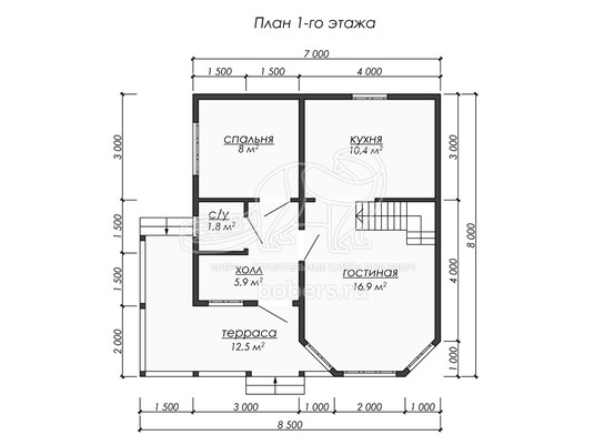 3d проект ДУ234 - планировка 1 этажа