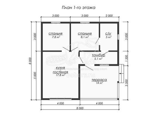 3d проект ДУ238 - планировка 1 этажа