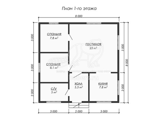 3d проект ДУ249 - планировка 1 этажа