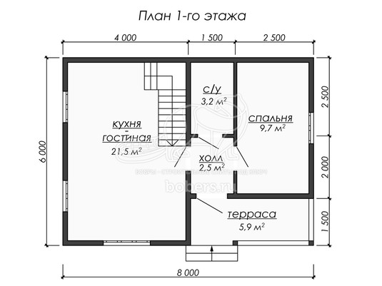 3d проект ДУ250 - планировка 1 этажа