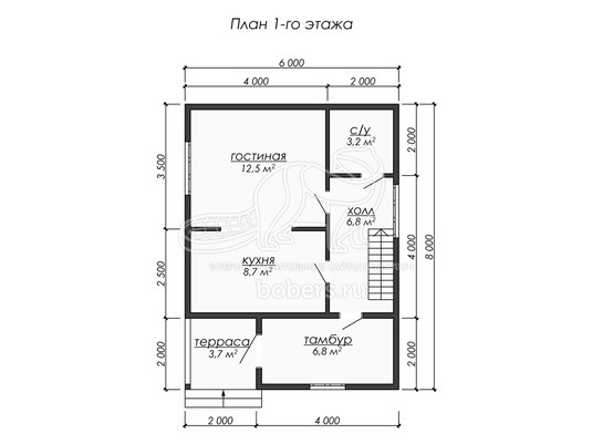 3d проект ДУ252 - планировка 1 этажа