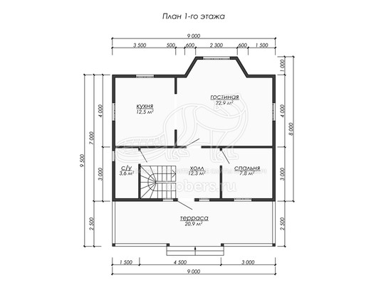 3d проект ДУ254 - планировка 1 этажа