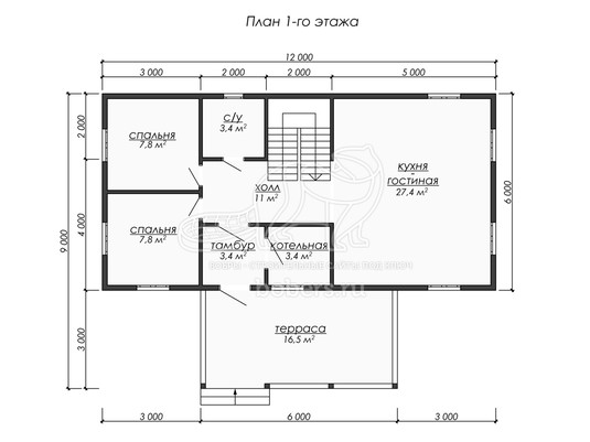 3d проект ДУ256 - планировка 1 этажа