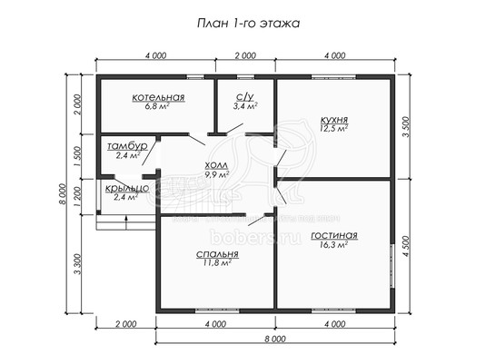 3d проект ДУ257 - планировка 1 этажа