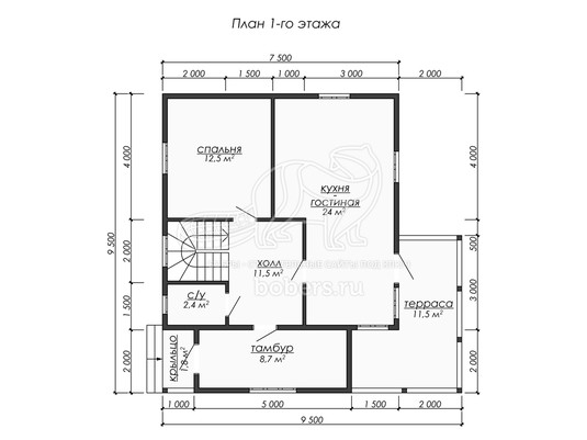 3d проект ДУ264 - планировка 1 этажа