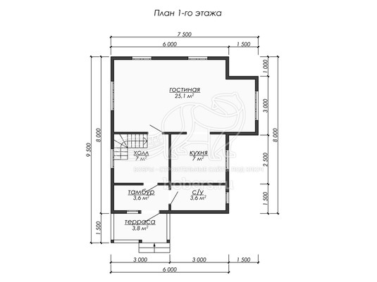 3d проект ДУ265 - планировка 1 этажа