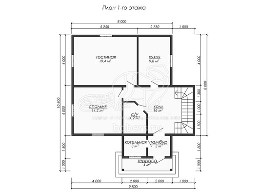 3d проект ДУ268 - планировка 1 этажа