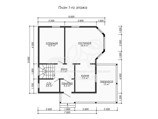 3d проект ДУ270 - планировка 1 этажа