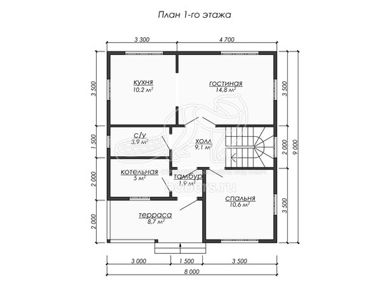 3d проект ДУ288 - планировка 1 этажа