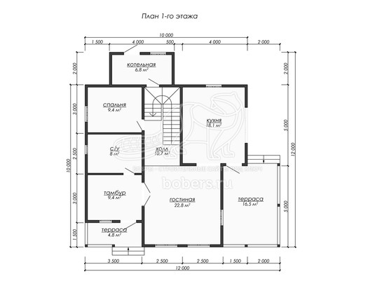 3d проект ДУ292 - планировка 1 этажа