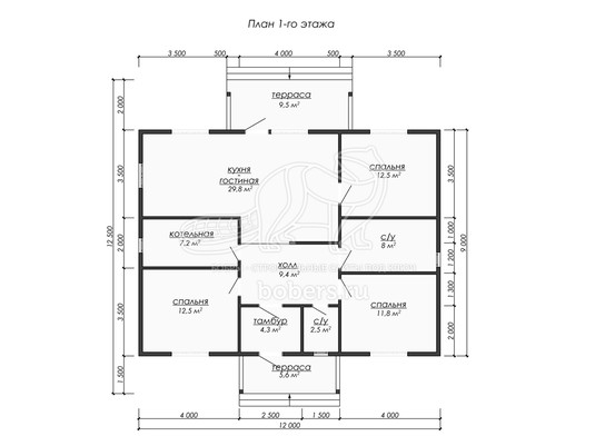 3d проект ДУ296 - планировка 1 этажа</div>