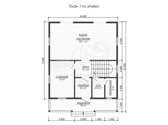 3d проект ДУ297 - планировка 1 этажа