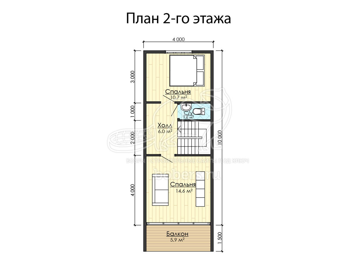 3D Проект дома А-фрейм с мансардой 13 на 8 метра ДАФ009 | Бобры